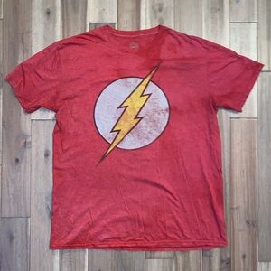 DC Comics Red Short Sleeve Tee with Yellow Lightning Bolt